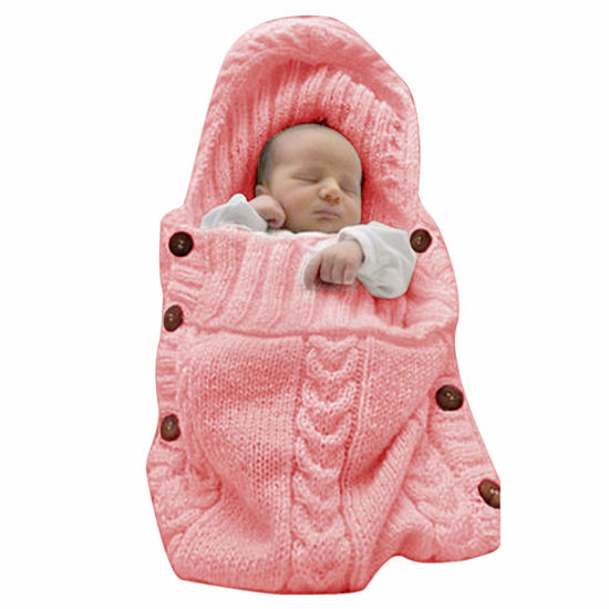 Picture of XMWEALTHY Newborn Baby Wrap Swaddle Blanket Knit Sleeping Bag Sleep Sack Stroller Wrap for Baby(Light Pink) (0-6 Month)