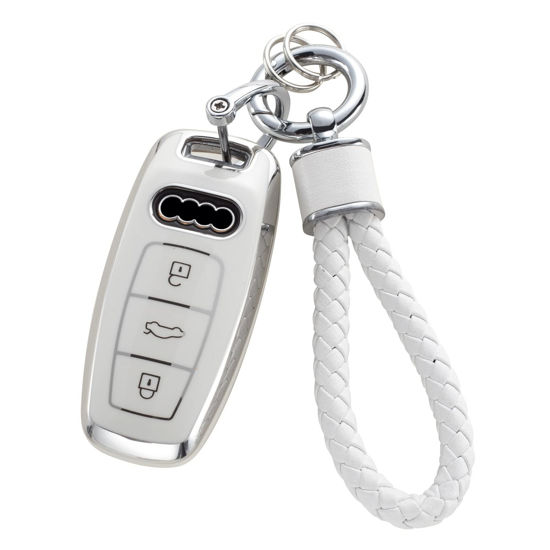 Picture of YO&YOYE for Audi Key Fob Cover with Keychain, Soft TPU Key Case Protection Fit for A3 A6 A7 A8 E-Tron S3 S6 RS6 S7 RS7 Q7 SQ7 Q8 SQ8