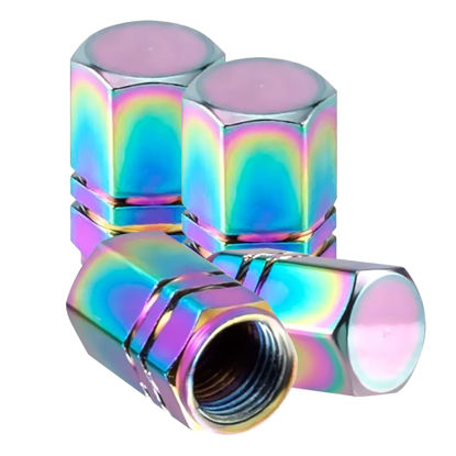 Picture of Alpmosn Colorful Aluminum Tire Stem Valve Caps Wheel Valve Covers Car Dustproof Tire Cap Cover Accessories, Universal for SUV, Car, Bike and Motorcycle，Hexagon Shape (4PCS)