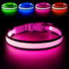 Picture of Flashseen LED Dog Collar, USB Rechargeable Light Up Dog Collar Lights, Adjustable Comfortable Soft Mesh Safety Dog Collar for Small, Medium, Large Dogs(Large, Candy Pink)