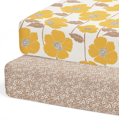 Picture of 2-Pack Crib Sheet for Standard Crib & Toddler Mattress (Poppy Fields) - Premium Fitted Baby Crib Sheets Girl - Buttery Soft Cotton Blend - Crib Mattress Sheets Fitted - Baby Bed Sheets