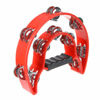 Picture of Half Moon Musical Tambourine Double Row Metal Jingles Hand Held Percussion Drum Multicolor for KTV Party with Ergonomic Handle Grip (Red)