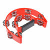 Picture of Half Moon Musical Tambourine Double Row Metal Jingles Hand Held Percussion Drum Multicolor for KTV Party with Ergonomic Handle Grip (Red)