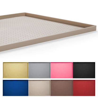 Picture of Hubulk Dog Feeding Mat,100% Waterproof Food Grade Silicone Pet Food and Water Bowl Placemat,Dishwasher, High Raised Edge to Prevent Spills,Nonslip Tray to Stop Messes on Floor（24"x16"x0.5", Taupe）