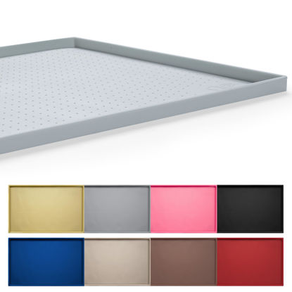 Picture of Hubulk Dog Feeding Mat,100% Waterproof Food Grade Silicone Pet Food and Water Bowl Placemat,Dishwasher, High Raised Edge to Prevent Spills,Nonslip Tray to Stop Messes on Floor（32"x24"x1.0", Mist）