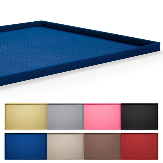 Picture of Hubulk Dog Feeding Mat,100% Waterproof Food Grade Silicone Pet Food and Water Bowl Placemat,Dishwasher, High Raised Edge to Prevent Spills,Nonslip Tray to Stop Messes on Floor (24"x16"x0.5", Navy)