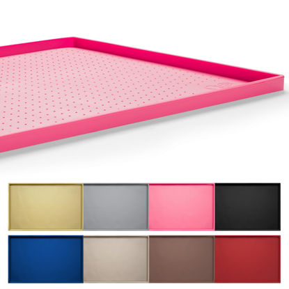 Picture of Hubulk Dog Feeding Mat,100% Waterproof Food Grade Silicone Pet Food and Water Bowl Placemat,Dishwasher, High Raised Edge to Prevent Spills,Nonslip Tray to Stop Messes on Floor (32"x24"x1.0", Pink)