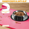 Picture of Hubulk Dog Feeding Mat,100% Waterproof Food Grade Silicone Pet Food and Water Bowl Placemat,Dishwasher, High Raised Edge to Prevent Spills,Nonslip Tray to Stop Messes on Floor (32"x24"x1.0", Pink)