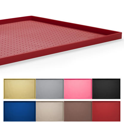 Picture of Hubulk Dog Feeding Mat,100% Waterproof Food Grade Silicone Pet Food and Water Bowl Placemat,Dishwasher, High Raised Edge to Prevent Spills,Nonslip Tray to Stop Messes on Floor（28"x18"x0.8", Red）