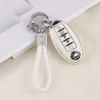 Picture of PIFOOG Car Key Cover for Nissan 5 Buttons Keys Fob Case TPU Bling Keychain for Nissan Altima Sentra Rogue Pathfinder Murano Armada Maxima Versa Girly Women White Silver
