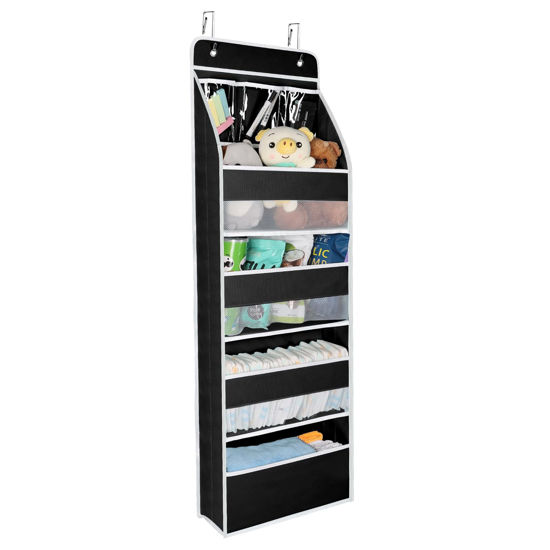 Picture of Univivi 5-Shelf Over Door Organizer Baby Door Wall Mount Storage with 3 Small PVC Pockets and 4 Large Pockets Ideal for Baby Stuff, Toiletries and Sundries