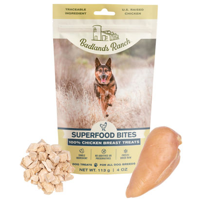 Picture of BADLANDS RANCH - Superfood Bite, Freeze-Dried Raw Dog Treats - Protein Rich, Train & Reward, Traceable Single Ingredient by Katherine Heigl (Chicken Breast)