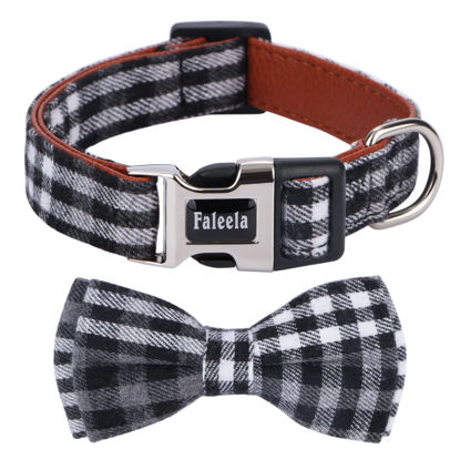 Picture of Faleela Soft &Comfy Bowtie Dog Collar,Detachable and Adjustable Bow Tie Collar,for Small Medium Large Pet (Medium (Pack of 1), Black and Whit)
