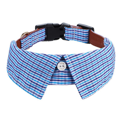 Picture of Faleela Cotton Plaid Shirt Style Dog Collar Soft Cute,Boy Dog Collar with Quick-Release Buckle,Adjustable Bow Tie Collar for Small Medium Large Dogs