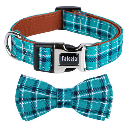 Picture of Faleela Soft &Comfy Bowtie Dog Collar,Detachable and Adjustable Bow Tie Collar,for Small Medium Large Pet (Medium (Pack of 1), Green)