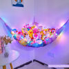 Picture of Unicorn Castle Stuffed Animal Net Hammock Kids Toy Storage with LED Light Plush Toy Organizer Corner Hanging Stuffed Animal Holder For Nursery Kids Girls Room Decor