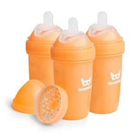 Picture of Herobility Double Anti-Colic Baby Bottles - 8.5 fl oz/240ml - 3-Pack - Peach