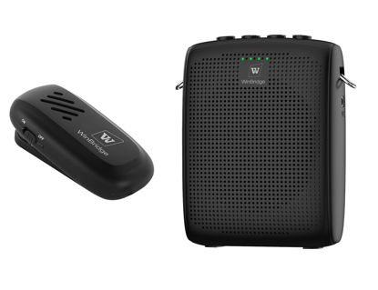 Picture of WinBridge Wireles Voice Amplifier with Bluetooth Lavalier Lapel Microphone for Teachers,Portable Speaker and Wireless Clip On Microphone System, Mini Megaphone Speaker Mic Set 15W)2600mAh WB005