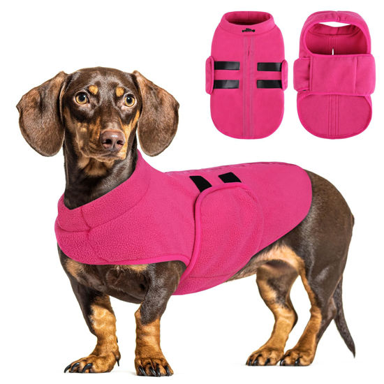 Picture of Queenmore XXL Dog Sweater, Soft Fleece Vest Pullover Dog Jacket with Leash Hole, Warm Winter Dog Clothes Cold Weather Doggy Dachshund Sweaters for Large Dogs Cats Boy or Girl (Pink, XXL)