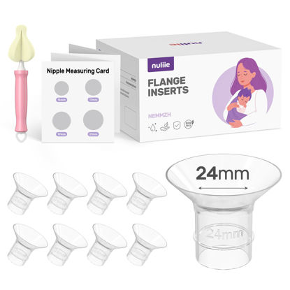 Picture of Nuliie 8PCS Flange Inserts 24mm for 27-28mm Flange/Shield of Most Pumps, BPA Free Inserts, Compatible with Momcozy/Medela/Elvie/Spectra/Bellababy/TSRETE/Willow/Nuliie Breast Pumps