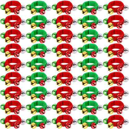 Picture of 48 Pcs Christmas Wrist Band Bell Bracelet Wrist Band Shaking Bell Musical Instruments Adjustable Bell Rhythm Wristband Bell Bulk for School Family Christmas Percussion Party Favor Adults,Colorful