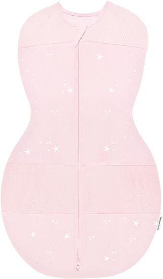 Picture of Happiest Baby Sleepea 5-Second Swaddle - 100% Organic Cotton Baby Swaddle Blanket - Doctor Designed Promotes Healthy Hip Development (Rose Stars, X-Large)