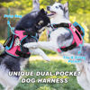 Picture of WINGOIN Tactical Dog Harness for Small Dogs, No Pull Harness with Handle Pockets Poop Bag, Reflective Dog Vest, Military Service Heavy Duty Big Dog Harness for Walking Hiking Training, Pink Blue, S