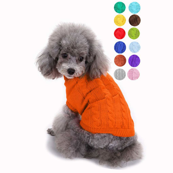 Picture of Dog Sweater, Dog Sweaters for Small Medium Dogs Girl Boy, Cute Knitted Classic Turtleneck Warm Dog Winter Clothes Costume Cat Sweater Dog Christmas Sweaters for Dogs Pet Puppy Doggy