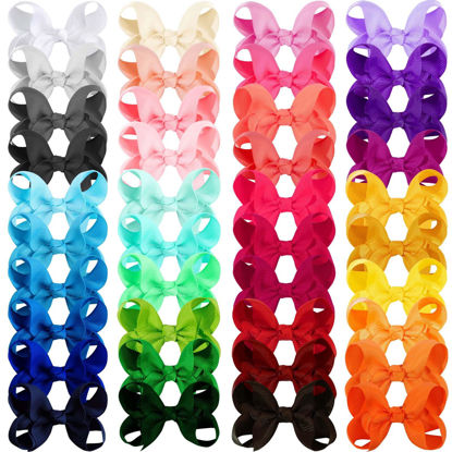 Picture of Oaoleer 40 Colors 3 Inch Hair Bows Clips Grosgrain Ribbon Bows Hair Alligator Clips Hair Barrettes Hair Accessories for Girls Toddler Infants Kids Teens Children (3inch 40color)