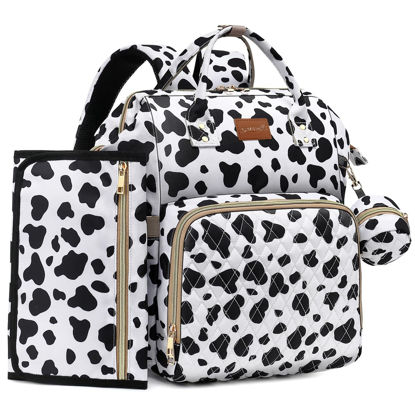Picture of ROSEGIN Diaper Bag Backpack with Changing Pad, Pacifier Case, Baby Bag for Boy Girl Toddler - Large, Stylish, Waterproof Travel Diaper Bag for Mom - Baby Shower Registry - Cow