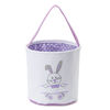 Picture of Easter Bucket for Kids, Canvas Easter Bunny Basket, Bunny Face Print Basket, Easter Basket with Handle for Easter Egg Hunts, Tote Bag for Easter Party Gifts (Purple)
