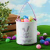 Picture of Easter Bucket for Kids, Canvas Easter Bunny Basket, Bunny Face Print Basket, Easter Basket with Handle for Easter Egg Hunts, Tote Bag for Easter Party Gifts (Purple)