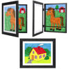 Picture of JDZIVTOP 3-Pack Black Woodgrain Kids Art Frames - 10x12.5 with Mat, 8.5x11 Without Mat, Changeable Front Opening, Holds Drawings, Crafts, Artwork