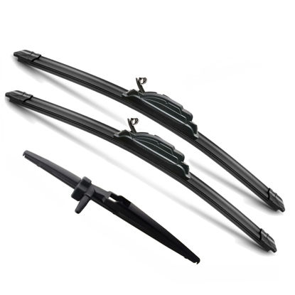Picture of JustCar 3 wipers Replacement for 2010 2011 2012 2013 2014 2015 2016 2017 2018 2019 2022 Toyota 4Runner, Windshield Wiper Blades Original Equipment Replacement - 24"/20"/12F" (Set of 3) U/J HOOK