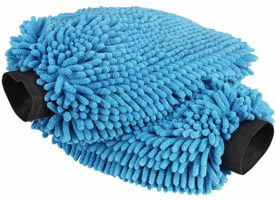 Picture of AIDEA Car Wash Mitt Microfiber2PK, Scratch-Free& Lint-Free, Premium Chenille Microfiber Wash Mitt-Blue Extra Large Size (8''X12'')
