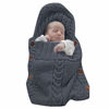 Picture of XMWEALTHY Newborn Baby Wrap Swaddle Blanket Knit Sleeping Bag Receiving Blankets Stroller Wrap for Baby(Black Grey) (0-6 Month)