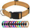 Picture of TagME Reflective Nylon Dog Collars, Adjustable Classic Collar with Quick Release Buckle for Extra Large Dogs, Khaki, 1¼" Width