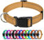 Picture of TagME Reflective Nylon Dog Collars, Adjustable Classic Collar with Quick Release Buckle for Extra Large Dogs, Khaki, 1¼" Width
