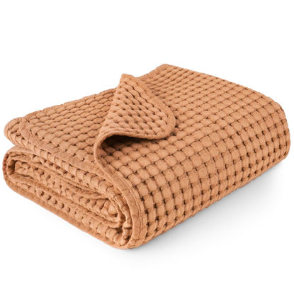 Picture of Konssy Waffle Baby Blankets, Nursery Blankets for Boys Girls, Swaddle Blankets Neutral Soft Lightweight Toddler and Kids Throw Blankets(Brown)