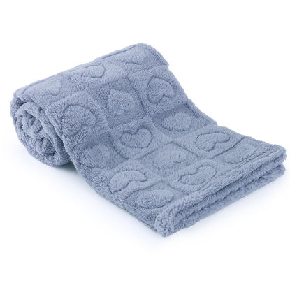 Picture of Plush Soft with Heart Checkered Baby Blanket,Fleece Infant Toddler Blankets for Girls Boys,Warm Lightweight Breathable Newborn Receiving Blankets for Crib Stroller 30"×39" (Blue,Heart)