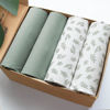Picture of Mini Crib Sheets 4 Pack for Baby Boys & Girls, Neutral Mini Crib Sheet Fitted 52'' x 28'' for Standard Mini Crib Mattress, Ultra Soft Material Baby Mini Sheet, Aqua Leaf