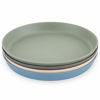 Picture of WeeSprout Bamboo Plates, Set of 4, Kid-Sized Dinnerware, Dishwasher Safe Melamine Dishware (Blue, Green, Gray, & Beige, Without Lids)
