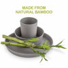 Picture of WeeSprout Bamboo Plates, Set of 4, Kid-Sized Dinnerware, Dishwasher Safe Melamine Dishware (Blue, Green, Gray, & Beige, Without Lids)