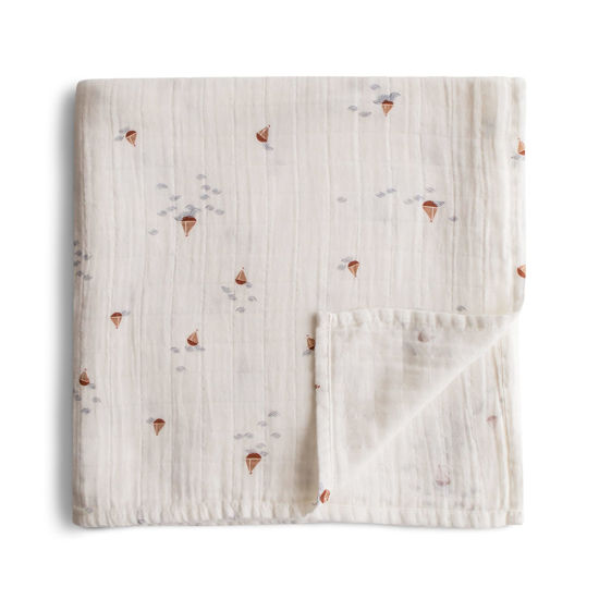 Picture of mushie Muslin Baby Swaddle Blanket | 100% Organic Cotton (Boats)