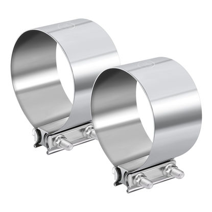 Picture of EVIL ENERGY 5.0 Inch Exhaust Clamp,Butt Joint Band Clamp Sleeve Coupler Stainless Steel for Pipes,Mufflers,Catalytic Converters 2PCS