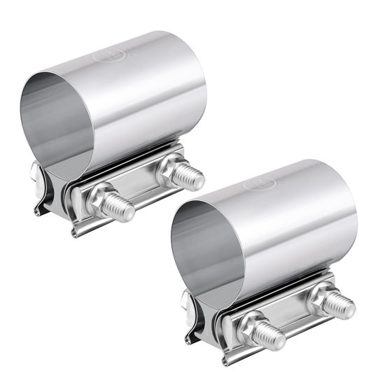 Picture of EVIL ENERGY 1.75 Inch Exhaust Clamp,1 3/4" Butt Joint Band Clamp Sleeve Coupler Stainless Steel for Pipes,Mufflers,Catalytic Converters 2PCS