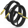 Picture of HOSONGIN 1/4 Inch TRS Instrument Cable 15 feet 2-Pack, Straight-to-Right Angle 6.35mm Male Stereo Audio Cord, Balanced Interconnect Line for Electric Guitar, Bass, Keyboard, Mixer, Amplifier, Speaker