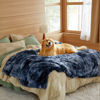 Picture of Bedsure Waterproof Dog Blankets for Large Dogs - Calming Cat Blanket for Bed Couch Protector Washable, Long Faux Fur Pet Throw Blanket for Puppy, Reversible Furniture Protection, 60"x80", Tie-dye Navy