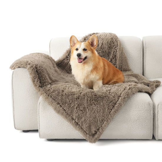 Picture of Bedsure Waterproof Dog Blankets for Medium Dogs - Calming Cat Blanket for Couch Protector Washable, Long Faux Fur Pet Throw Blanket for Puppy, Reversible Furniture Protection, 30"x40", Brown