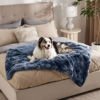 Picture of Bedsure Waterproof Dog Blankets for Large Dogs - Calming Cat Blanket for Couch Protector Washable, Long Faux Fur Pet Throw Blanket for Puppy, Reversible Furniture Protection, 50"x60", Tie-dye Navy